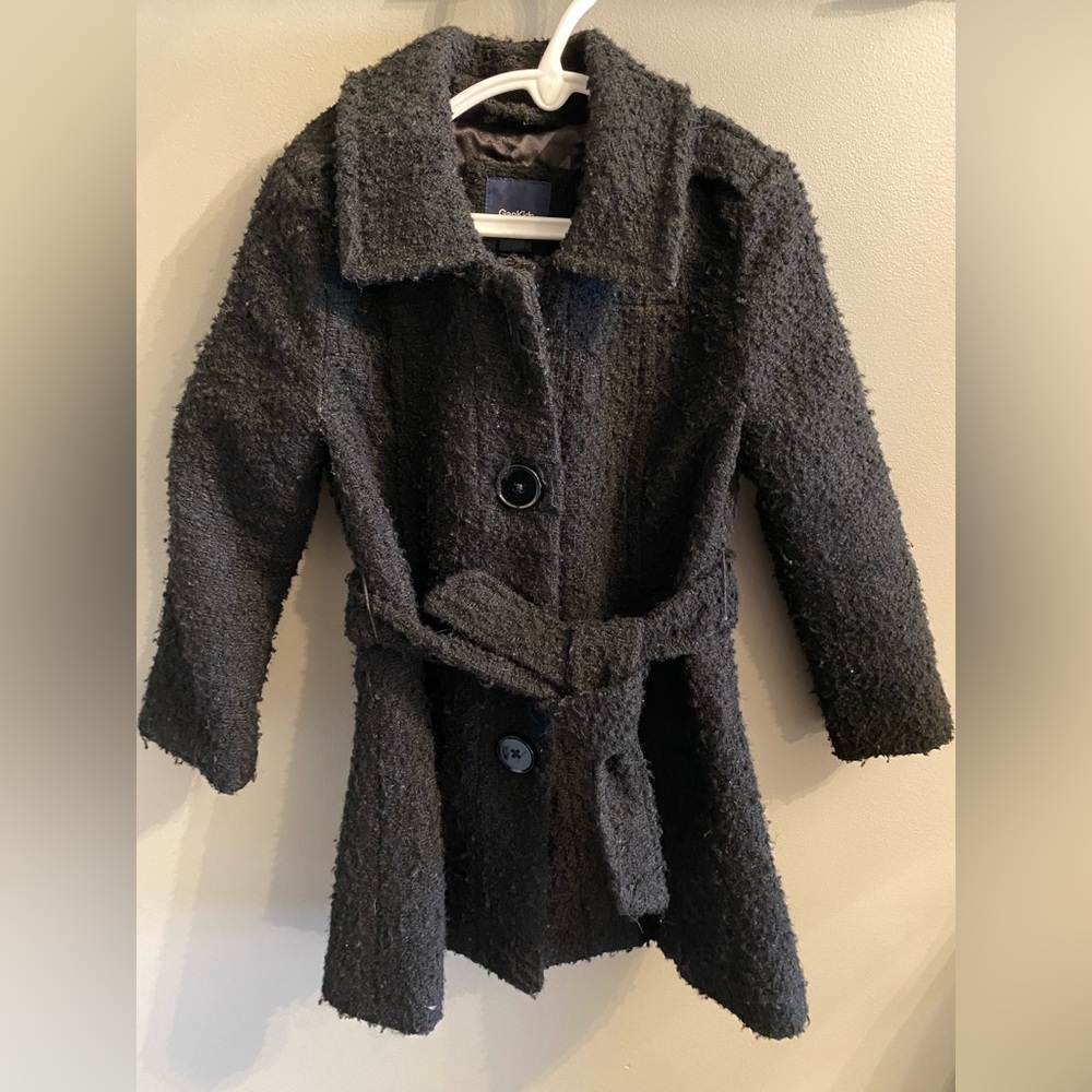 Gap Boucle Black Belted Coat Size 4/5